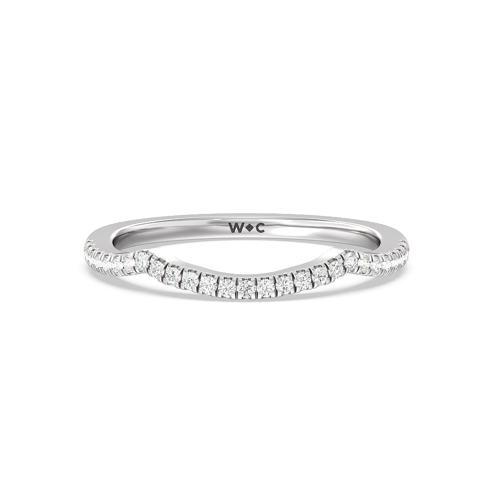 Twist Hidden Accent Diamond Wedding Band with Platinum Cut Diamond in 14KT Platinum view 1
