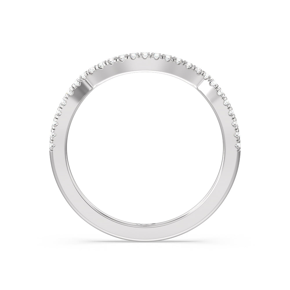Twist Hidden Accent Diamond Wedding Band with Platinum Cut Diamond in 14KT Platinum view 2
