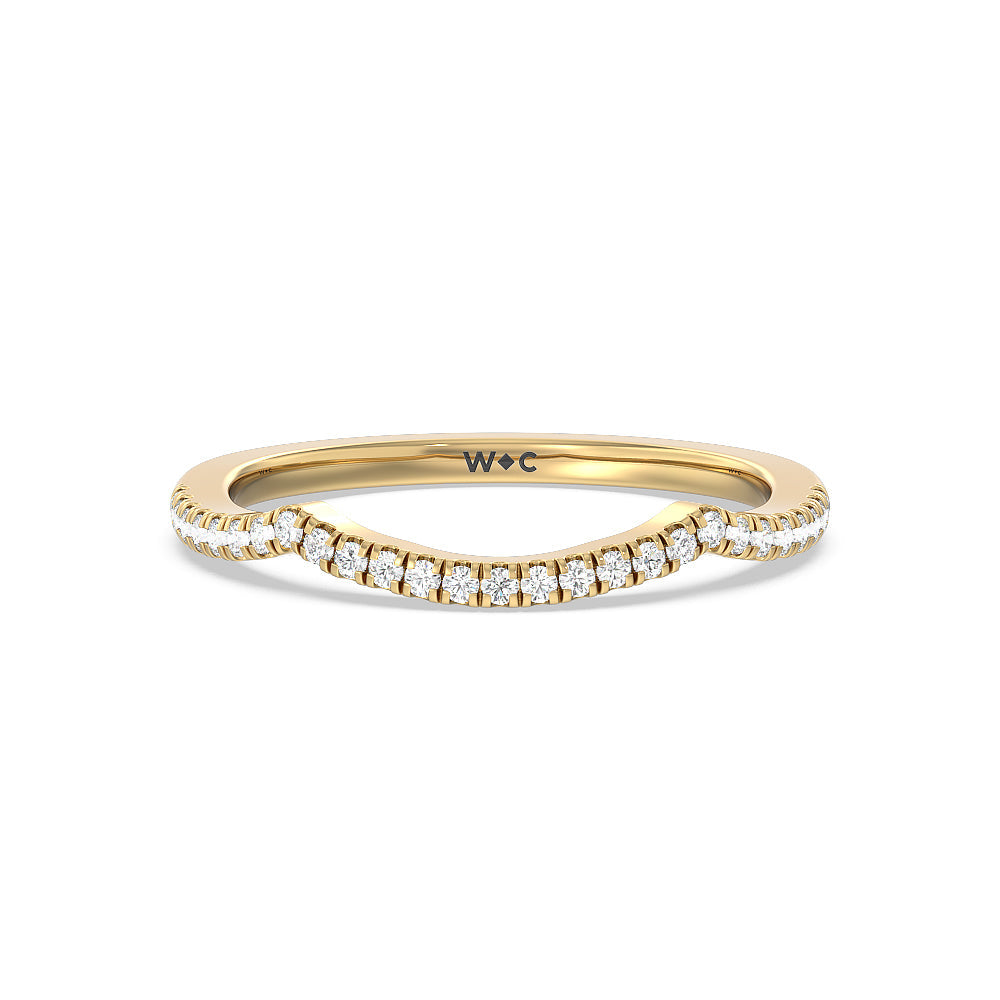 Twist Hidden Accent Diamond Wedding Band with 18KT Yellow Gold Cut Diamond in 14KT Yellow Gold view 1
