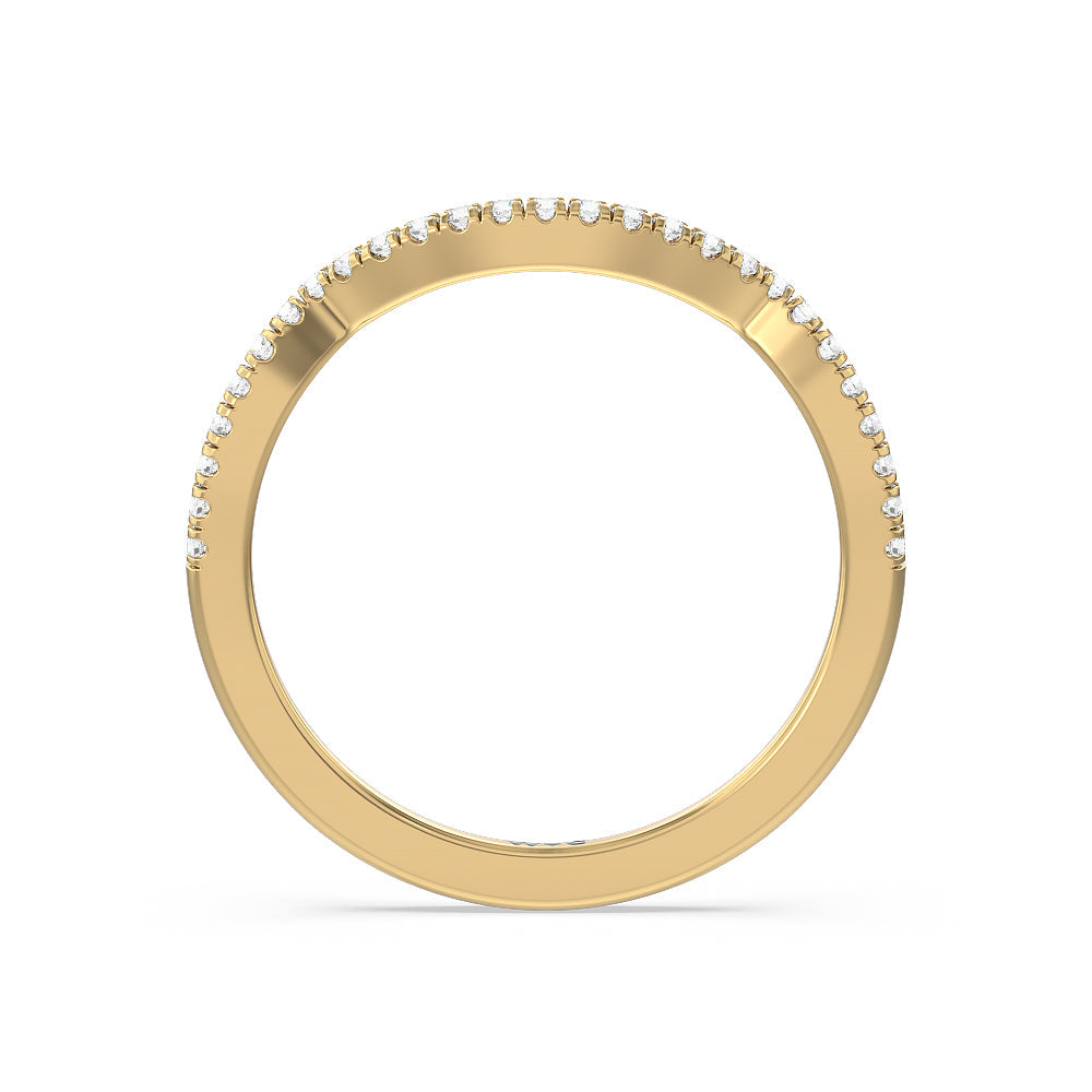 Twist Hidden Accent Diamond Wedding Band with 18KT Yellow Gold Cut Diamond in 14KT Yellow Gold view 2
