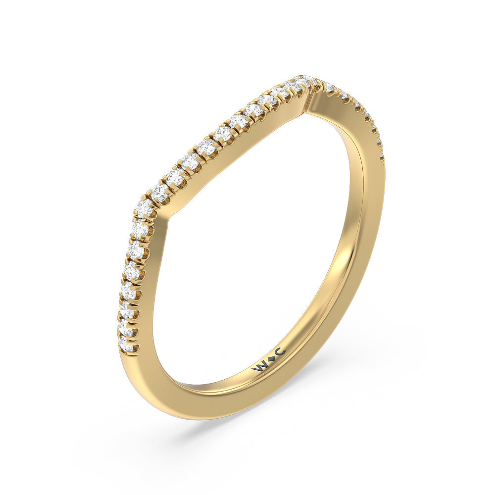 Twist Hidden Accent Diamond Wedding Band with 18KT Yellow Gold Cut Diamond in 14KT Yellow Gold view 4
