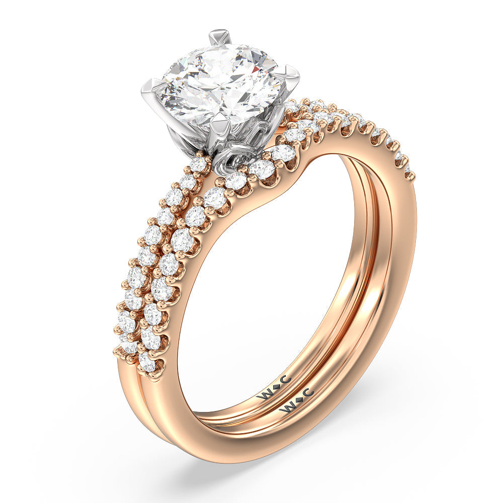 Petal Hidden Accent Pave Engagement Ring with Oval Cut Diamond in 14KT White & Rose Gold view 6
