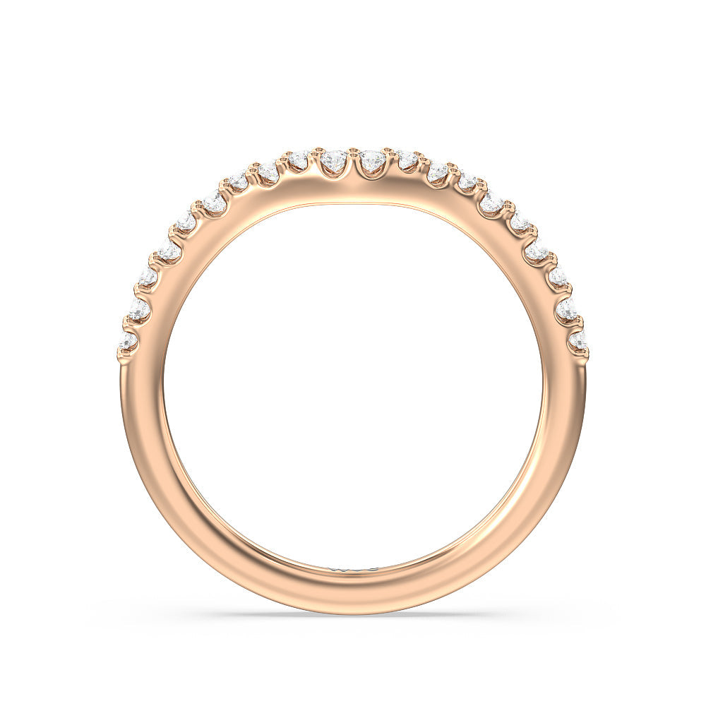 Petal Hidden Accent Pave Diamond Wedding Band with 18KT Rose Gold Cut Diamond in 14KT Rose Gold view 2
