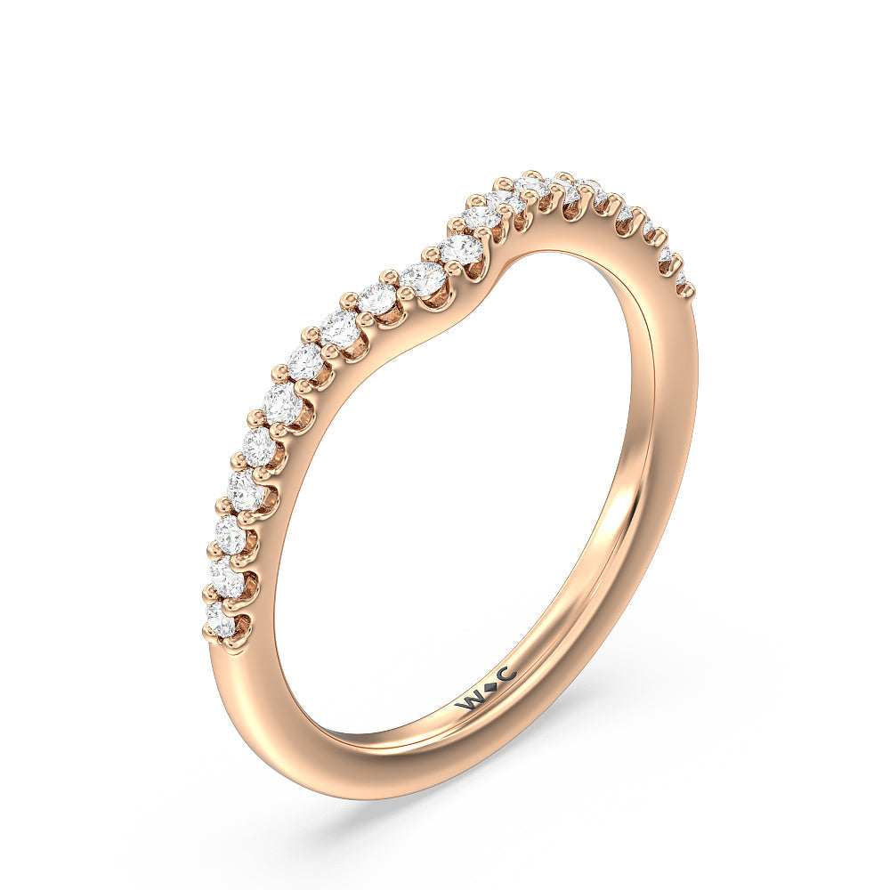 Petal Hidden Accent Pave Diamond Wedding Band with 18KT Rose Gold Cut Diamond in 14KT Rose Gold view 4
