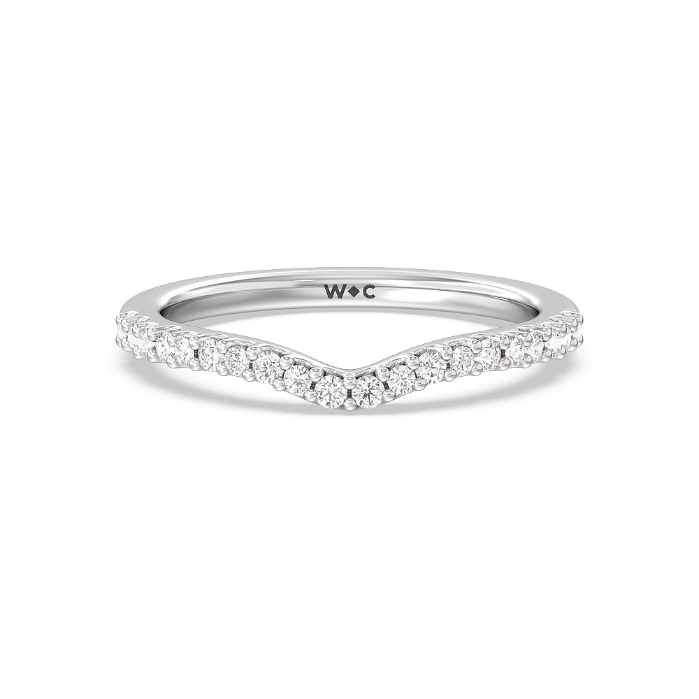 Petal Hidden Accent Pave Diamond Wedding Band with Platinum Cut Diamond in 14KT Platinum view 1
