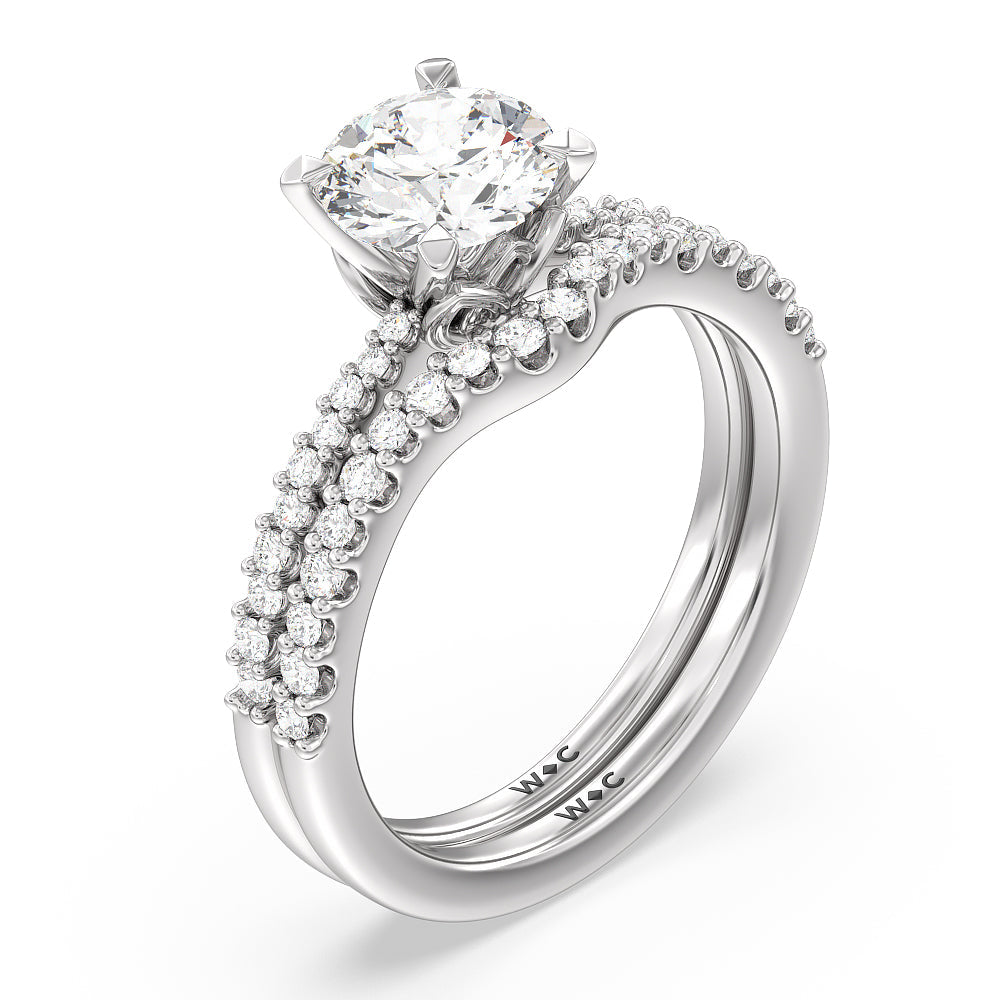 Petal Hidden Accent Pave Engagement Ring with Oval Cut Diamond in 14KT White & Rose Gold view 4
