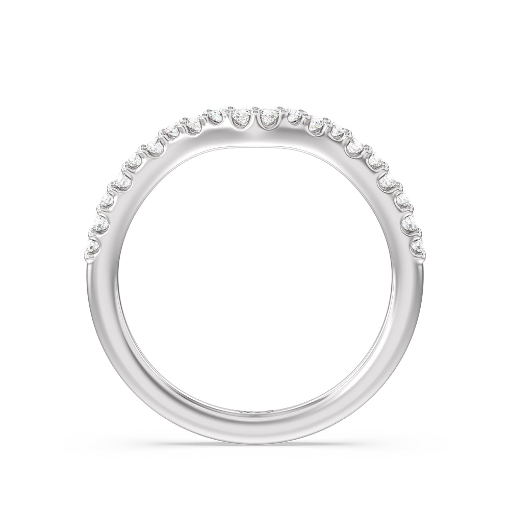 Petal Hidden Accent Pave Diamond Wedding Band with Platinum Cut Diamond in 14KT Platinum view 2
