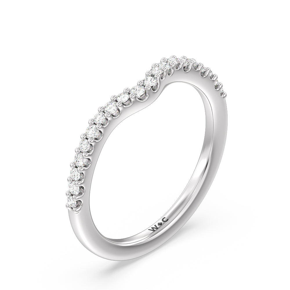 Petal Hidden Accent Pave Diamond Wedding Band with Platinum Cut Diamond in 14KT Platinum view 4
