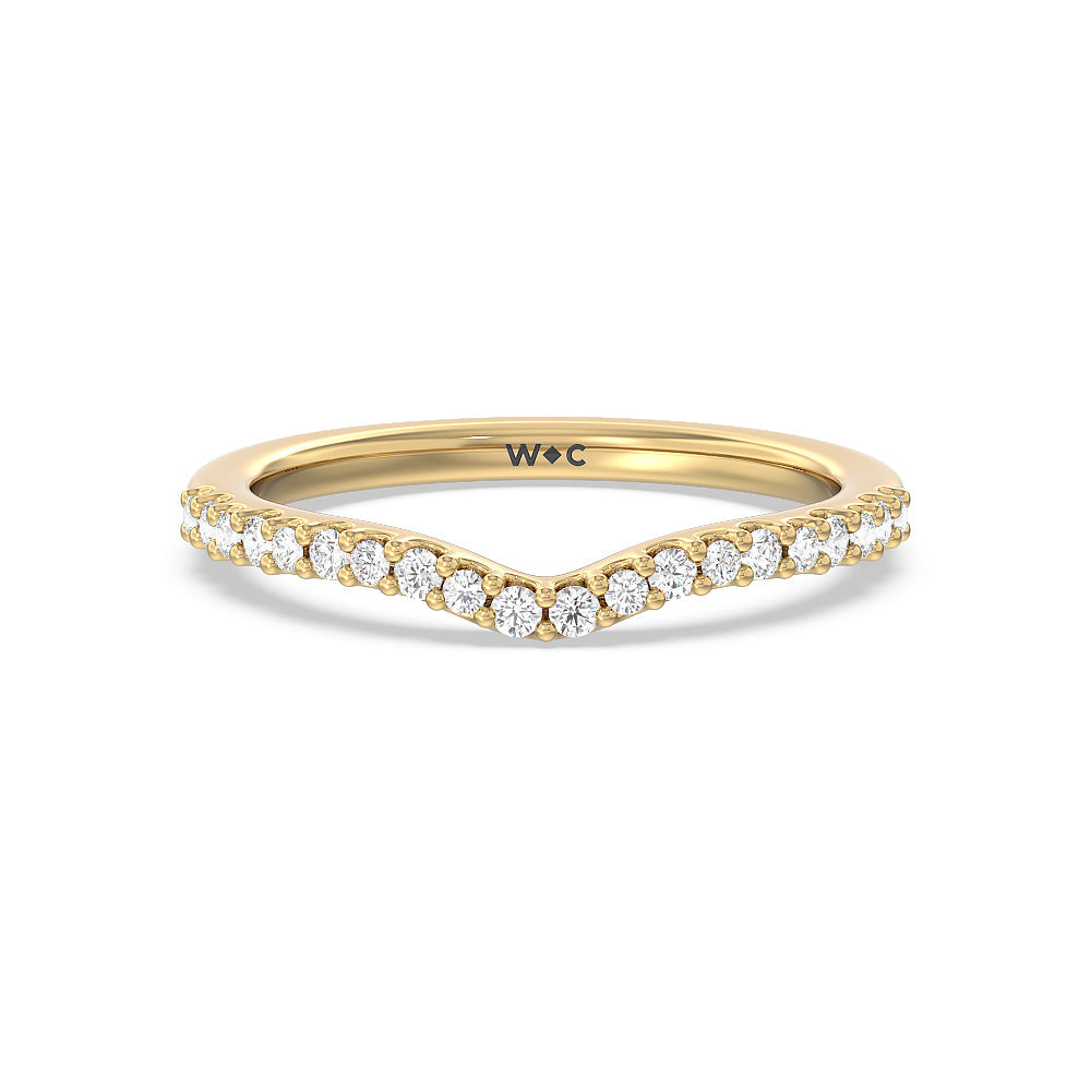 Petal Hidden Accent Pave Diamond Wedding Band with 18KT Yellow Gold Cut Diamond in 14KT Yellow Gold view 1
