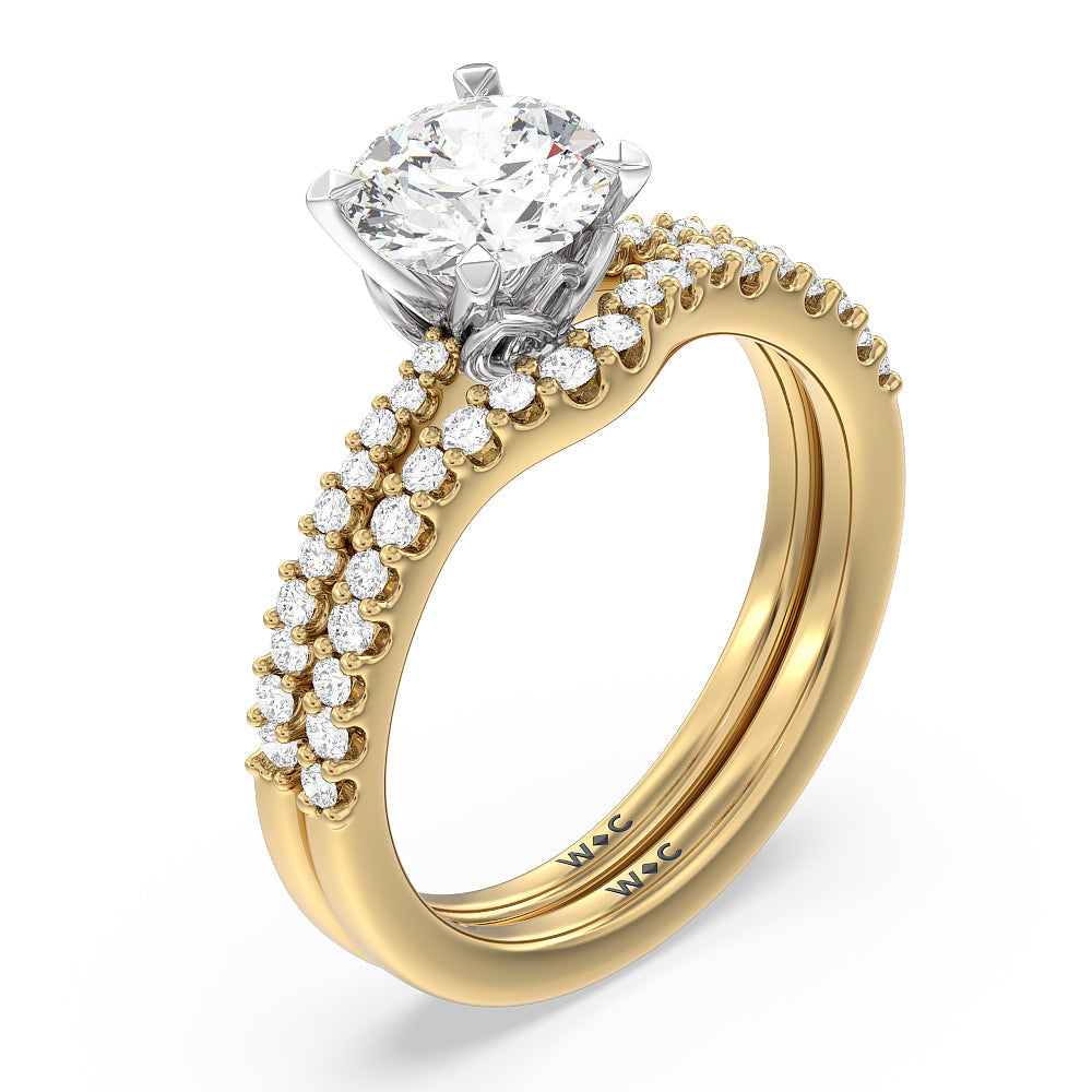 Petal Hidden Accent Pave Engagement Ring with Oval Cut Diamond in 14KT White & Rose Gold view 5
