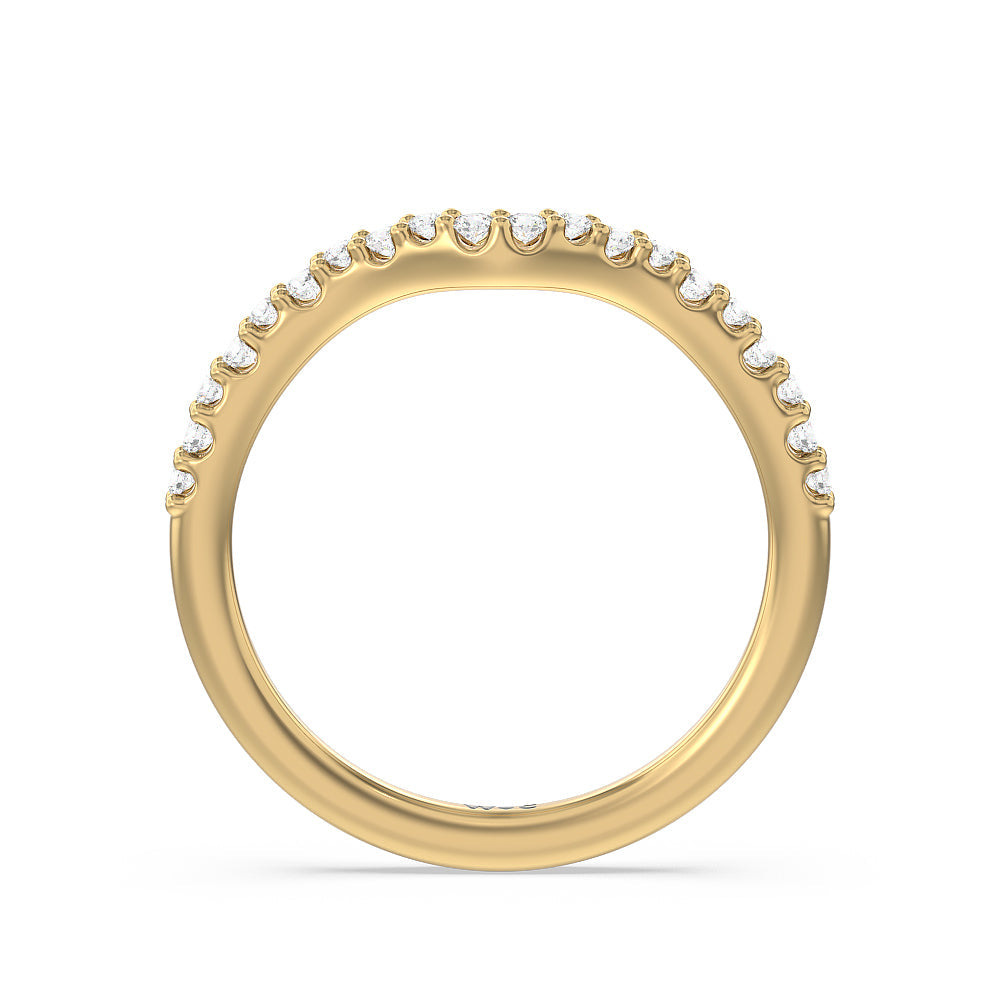 Petal Hidden Accent Pave Diamond Wedding Band with 18KT Yellow Gold Cut Diamond in 14KT Yellow Gold view 2
