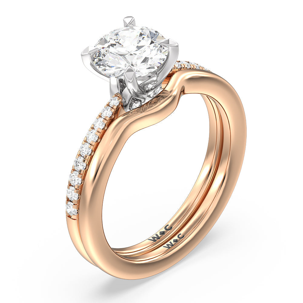 Hidden Heart Pave Wedding Band with 18KT Rose Gold Cut Diamond in 14KT Rose Gold view 3
