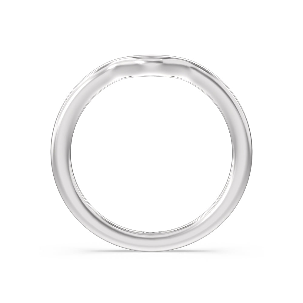 Hidden Heart Pave Wedding Band with Platinum Cut Diamond in 14KT Platinum view 2
