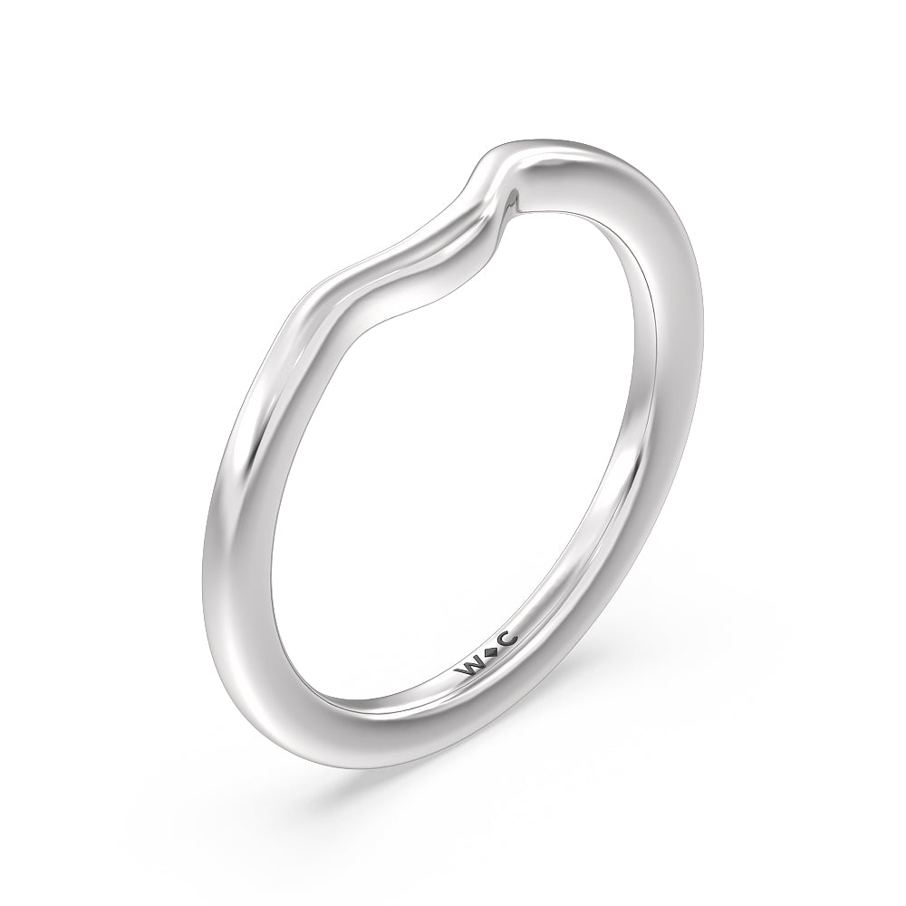 Hidden Heart Pave Wedding Band with Platinum Cut Diamond in 14KT Platinum view 4
