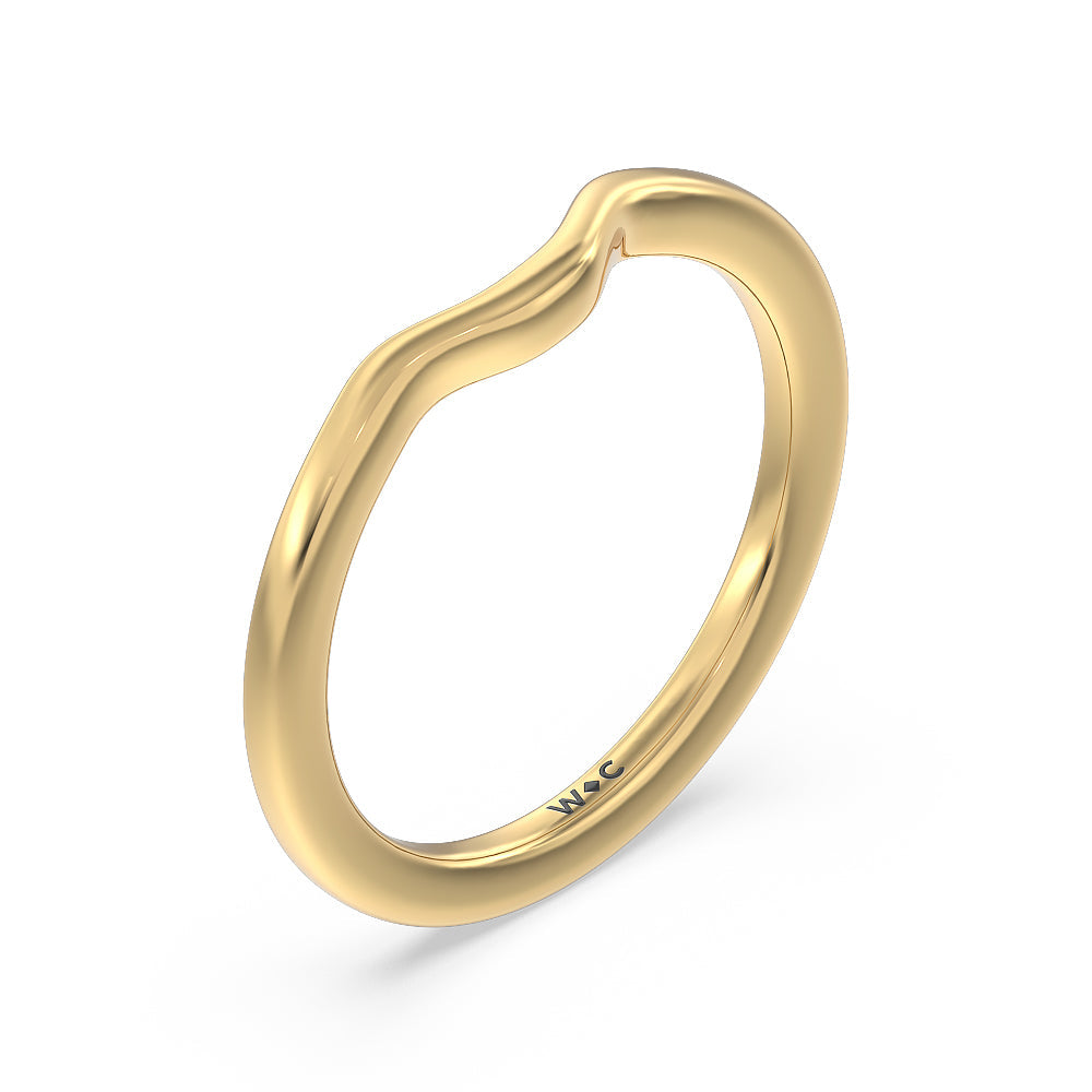 Hidden Heart Pave Wedding Band with 18KT Yellow Gold Cut Diamond in 14KT Yellow Gold view 4
