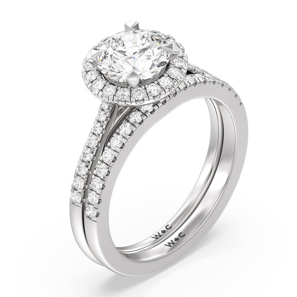 Fishtail Curved Diamond Wedding Band with Platinum Cut Diamond in 14KT Platinum view 3

