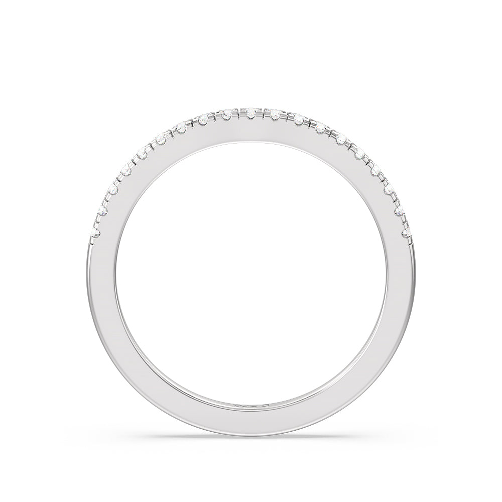 Fishtail Curved Diamond Wedding Band with Platinum Cut Diamond in 14KT Platinum view 2
