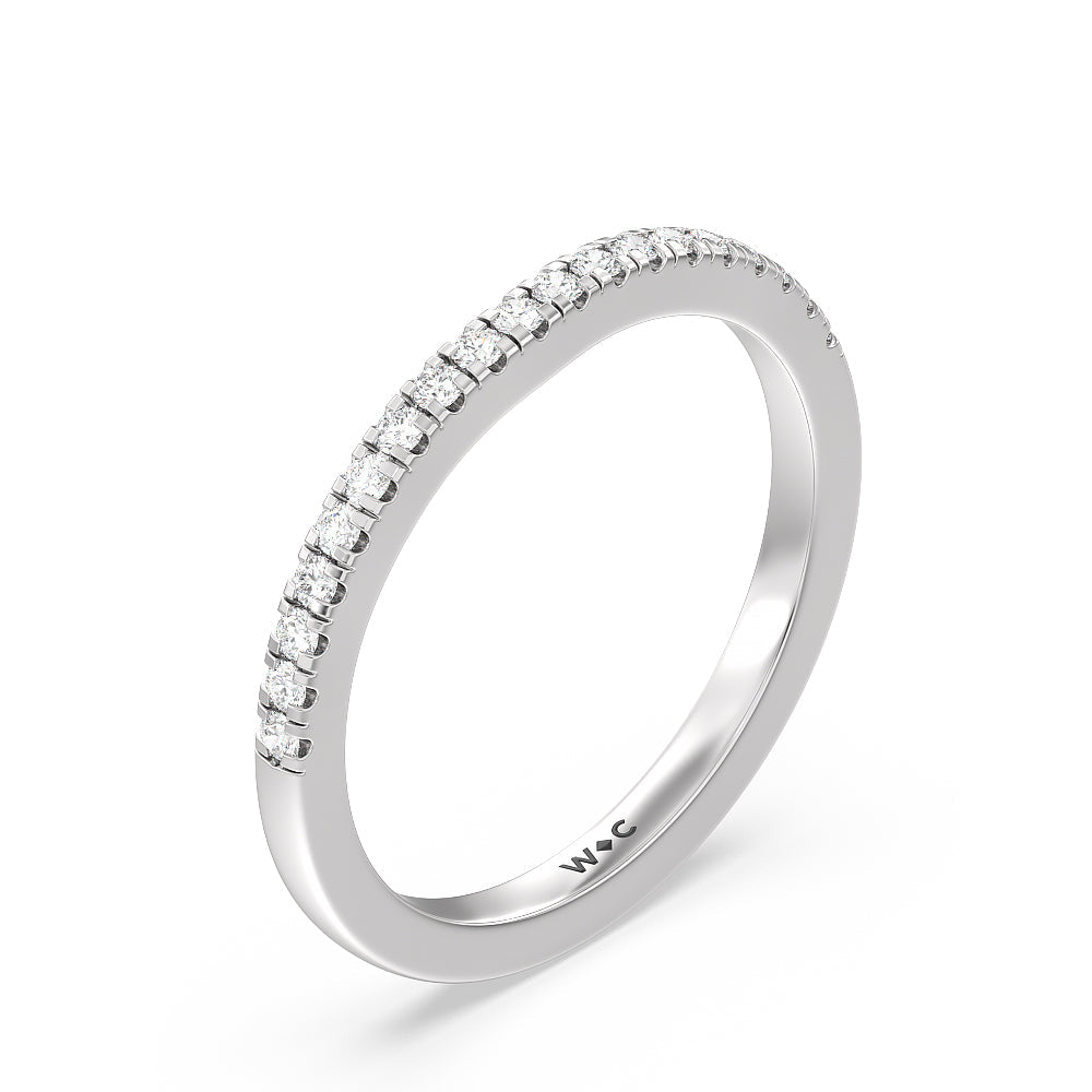 Fishtail Curved Diamond Wedding Band with Platinum Cut Diamond in 14KT Platinum view 4
