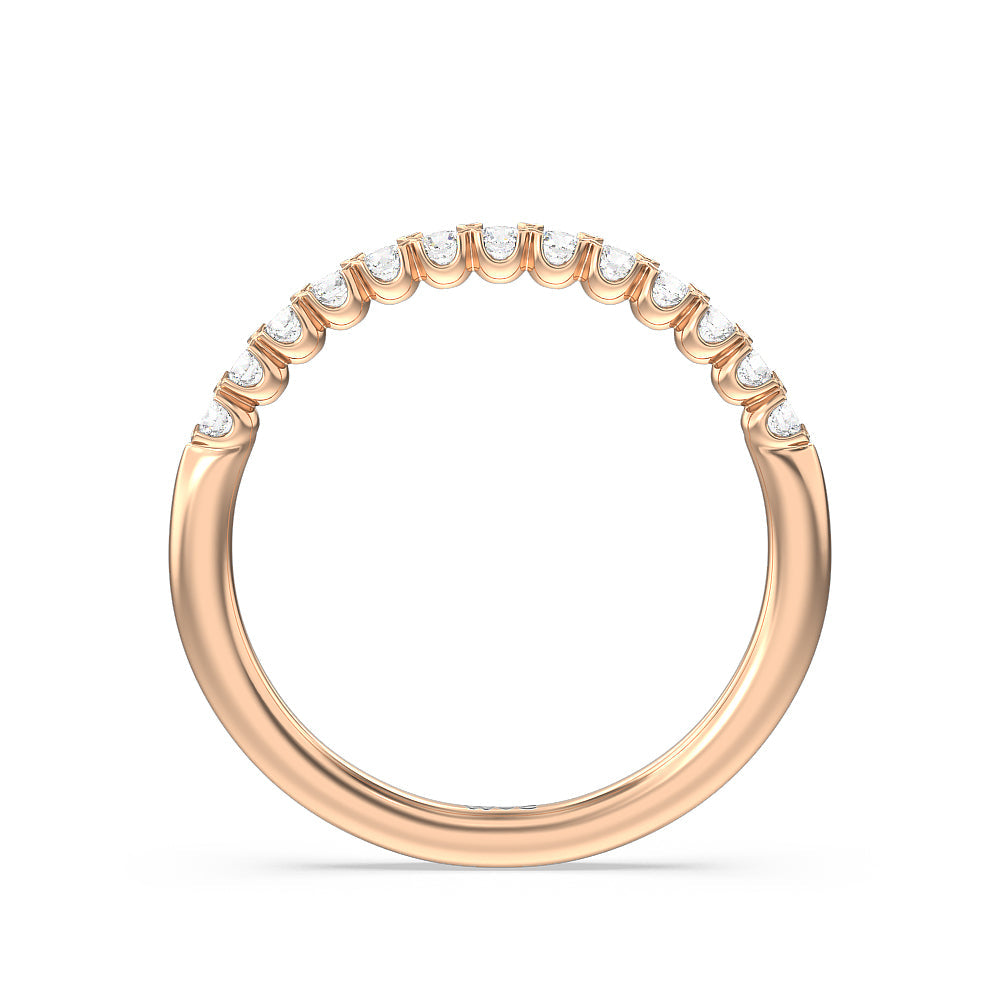 Shared Prong Diamond Wedding Band with 18KT Rose Gold Cut Diamond in 14KT Rose Gold view 2
