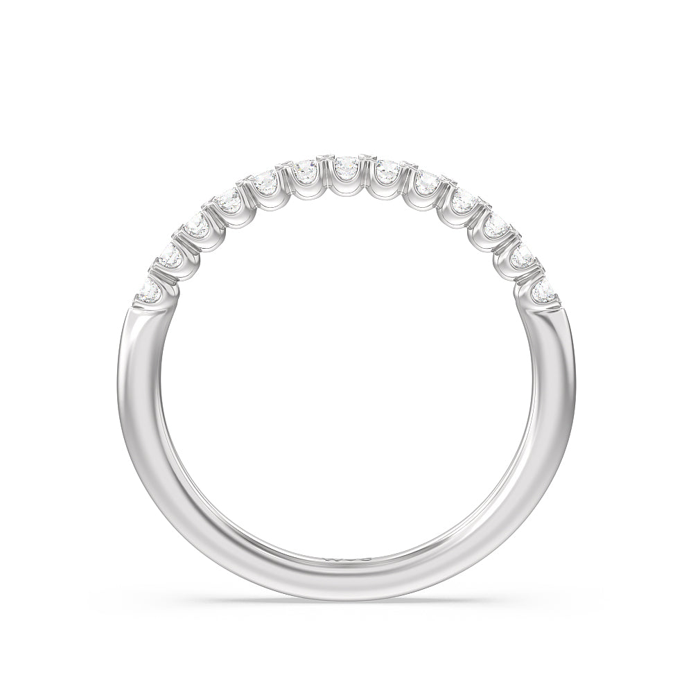 Shared Prong Diamond Wedding Band with Platinum Cut Diamond in 14KT Platinum view 2
