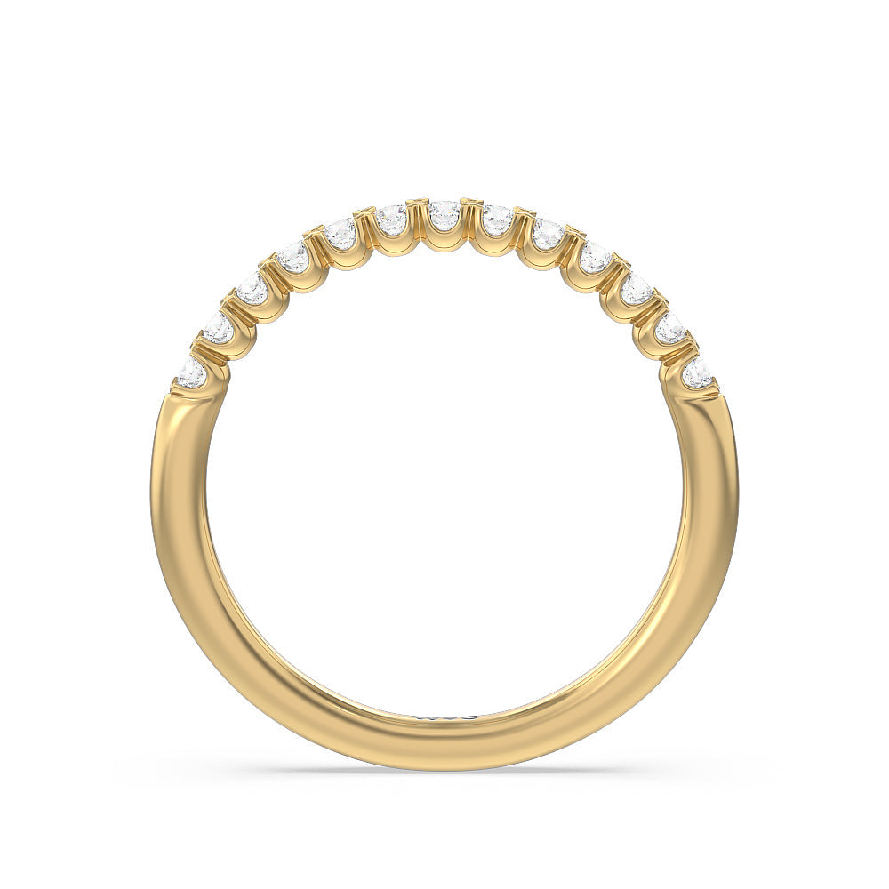 Shared Prong Diamond Wedding Band with 18KT Yellow Gold Cut Diamond in 14KT Yellow Gold view 2
