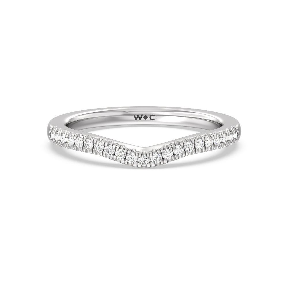 Duo Diamond Wedding Band with Platinum Cut Diamond in 14KT Platinum view 1
