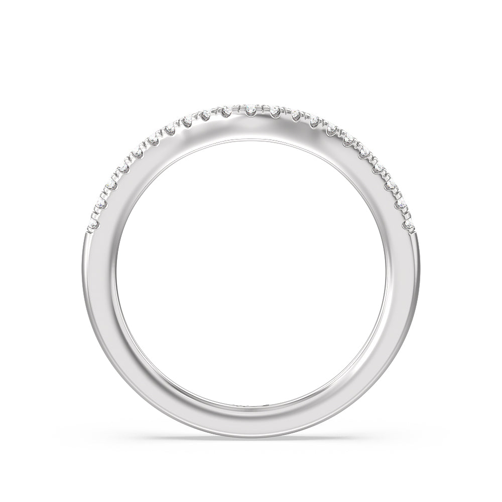 Duo Diamond Wedding Band with Platinum Cut Diamond in 14KT Platinum view 2
