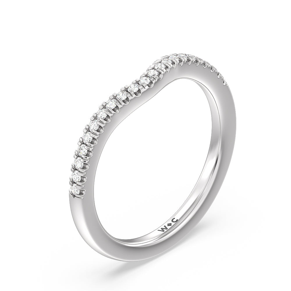 Duo Diamond Wedding Band with Platinum Cut Diamond in 14KT Platinum view 4
