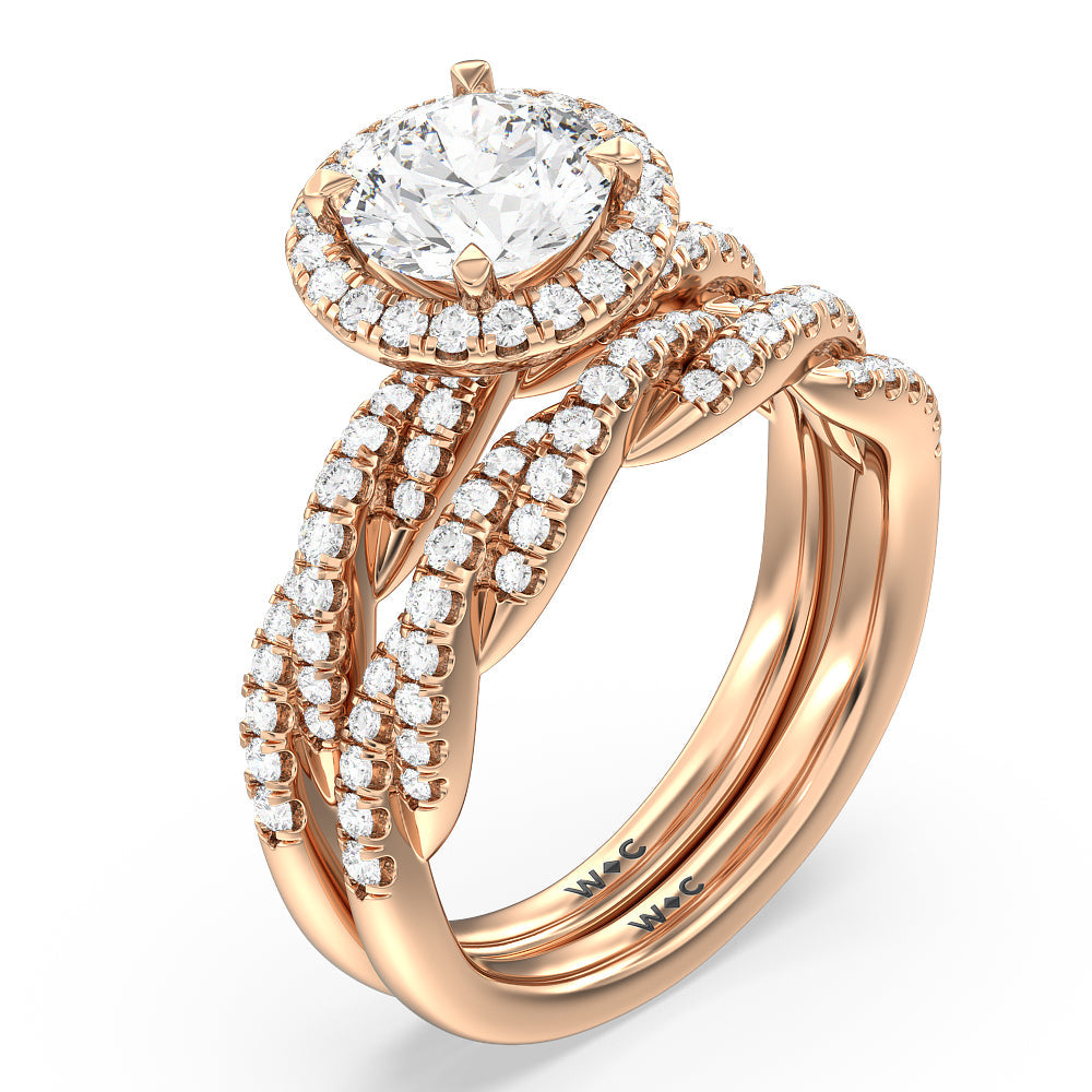 Twisted Vine Halo Engagement Ring with Oval Cut Diamond in 14KT Rose Gold view 6
