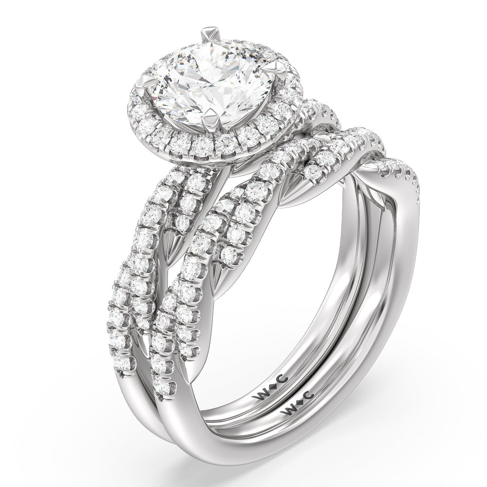 Twisted Vine Halo Engagement Ring with Oval Cut Diamond in 14KT Rose Gold view 4
