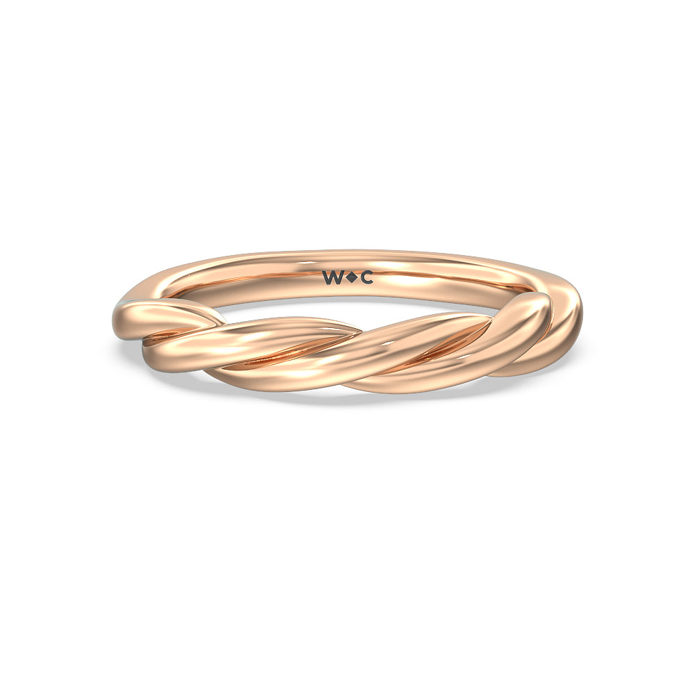 Twisted Vine Wedding Band with 18KT Rose Gold Cut Diamond in 14KT Rose Gold view 1
