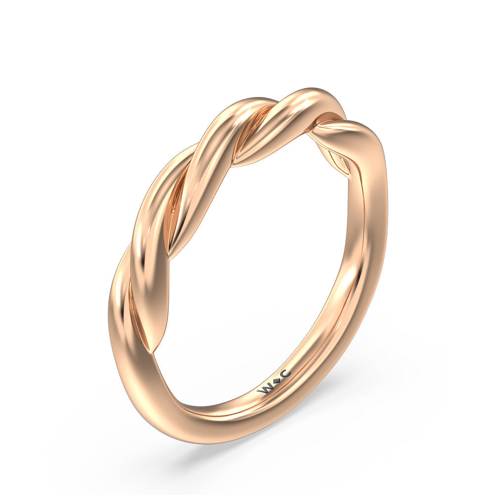 Twisted Vine Wedding Band with 18KT Rose Gold Cut Diamond in 14KT Rose Gold view 4
