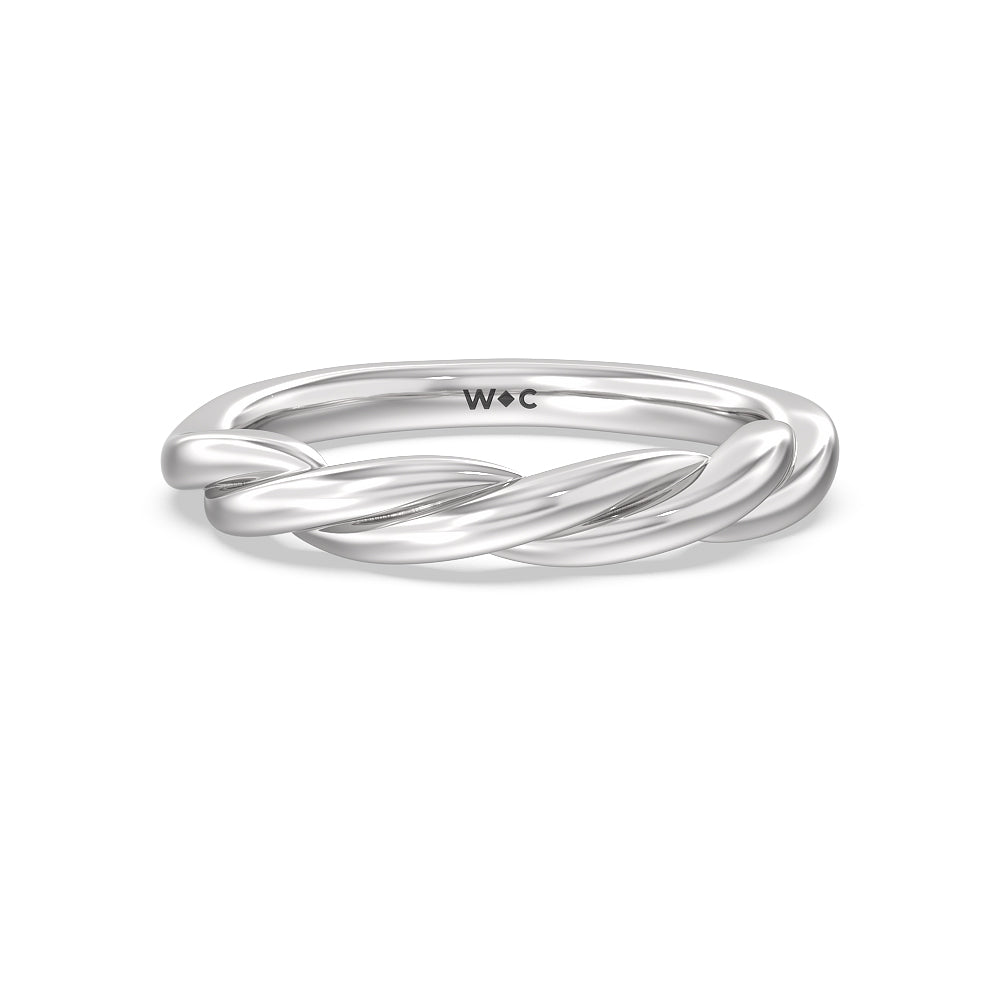Twisted Vine Wedding Band with Platinum Cut Diamond in 14KT Platinum view 1
