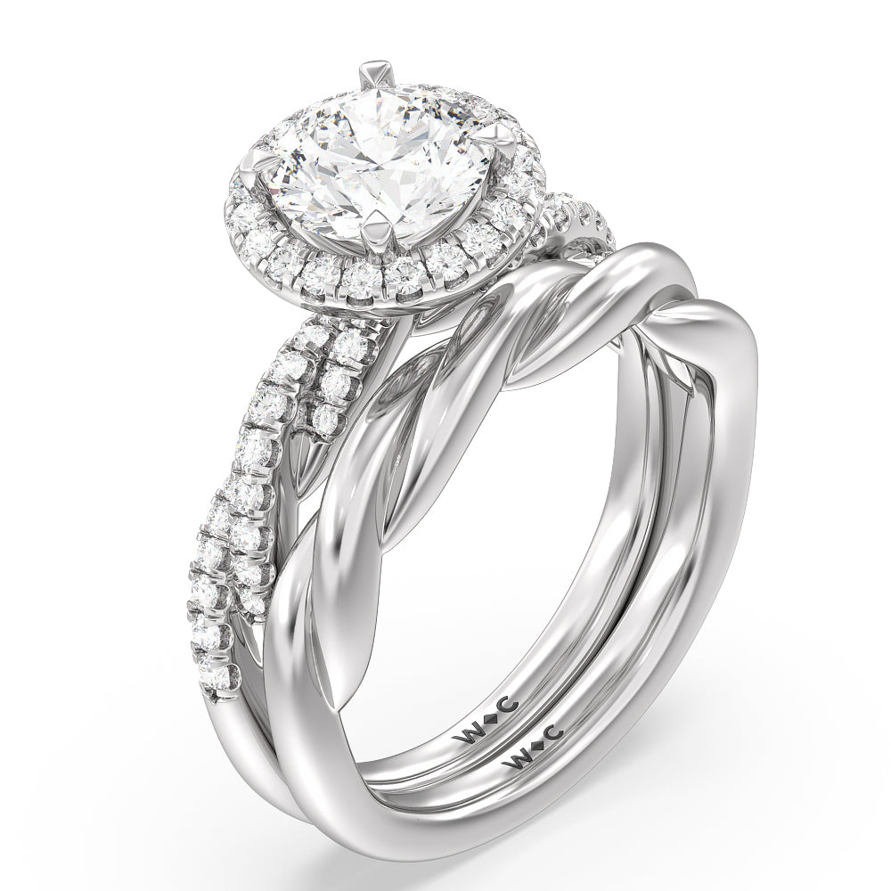 Twisted Vine Wedding Band with Platinum Cut Diamond in 14KT Platinum view 3

