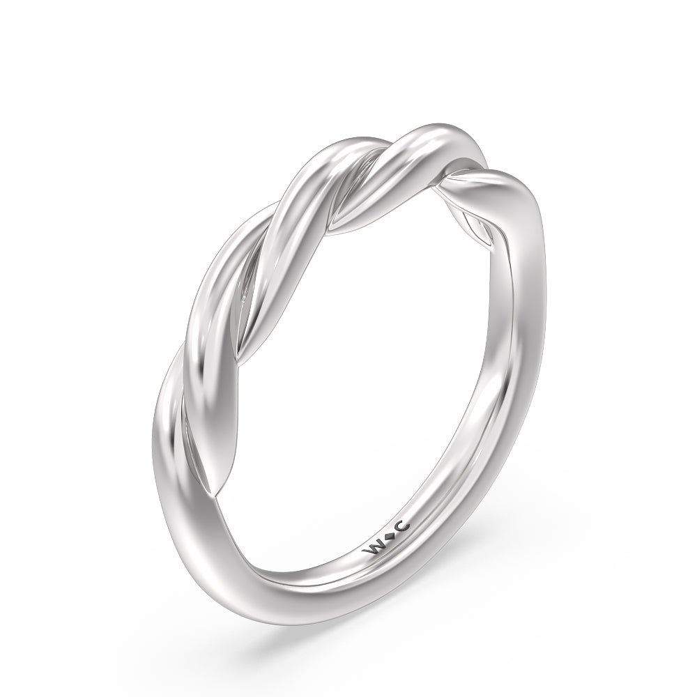 Twisted Vine Wedding Band with Platinum Cut Diamond in 14KT Platinum view 4
