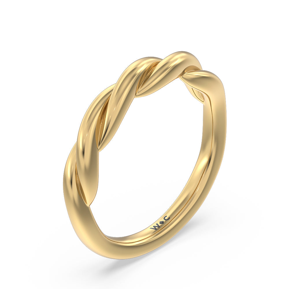 Twisted Vine Wedding Band with 18KT Yellow Gold Cut Diamond in 14KT Yellow Gold view 4
