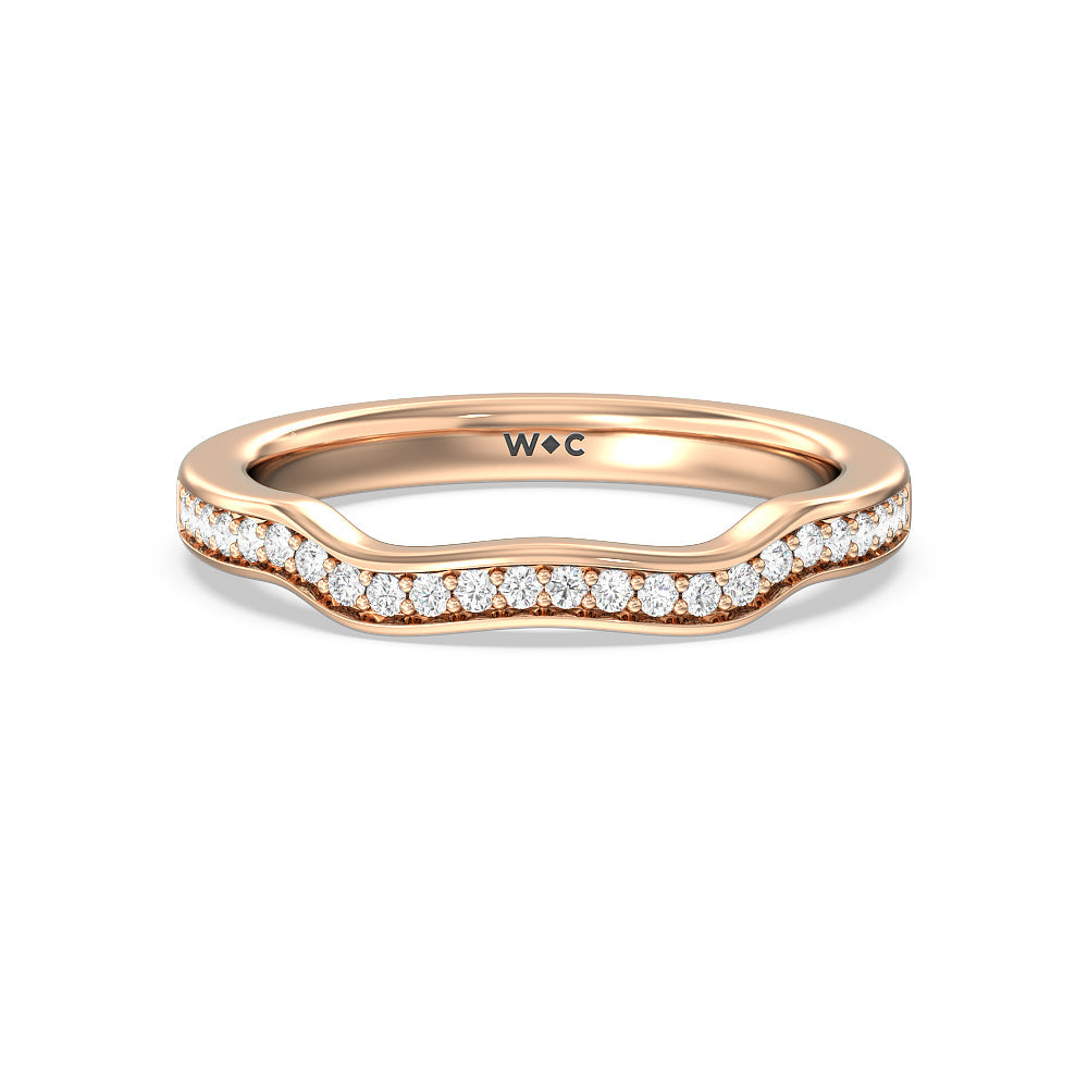 Vine Diamond Shadow Wedding Band with 18KT Rose Gold Cut Diamond in 14KT Rose Gold view 1
