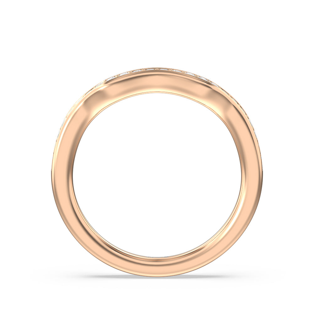 Vine Diamond Shadow Wedding Band with 18KT Rose Gold Cut Diamond in 14KT Rose Gold view 2
