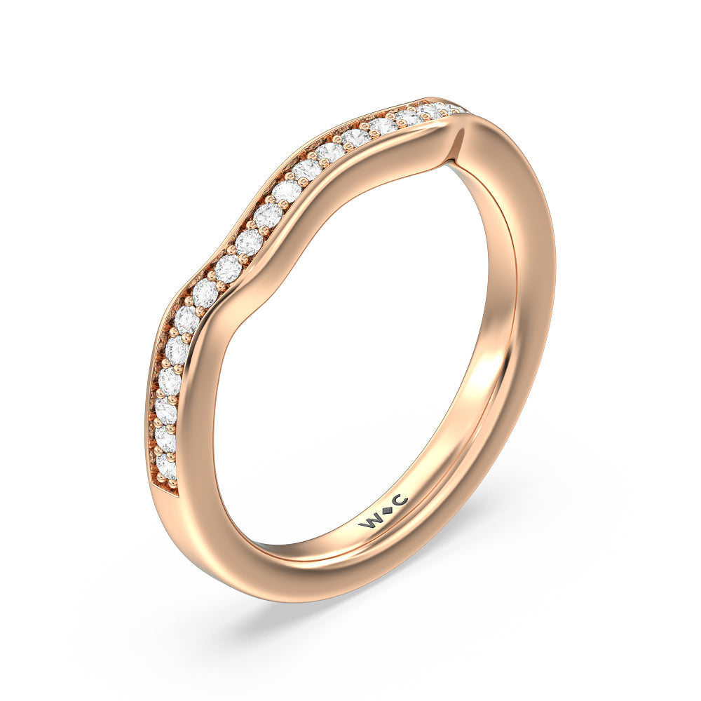Vine Diamond Shadow Wedding Band with 18KT Rose Gold Cut Diamond in 14KT Rose Gold view 4

