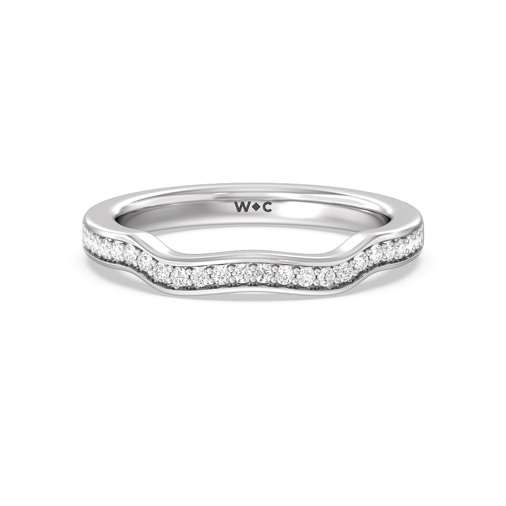 Vine Diamond Shadow Wedding Band with Platinum Cut Diamond in 14KT Platinum view 1
