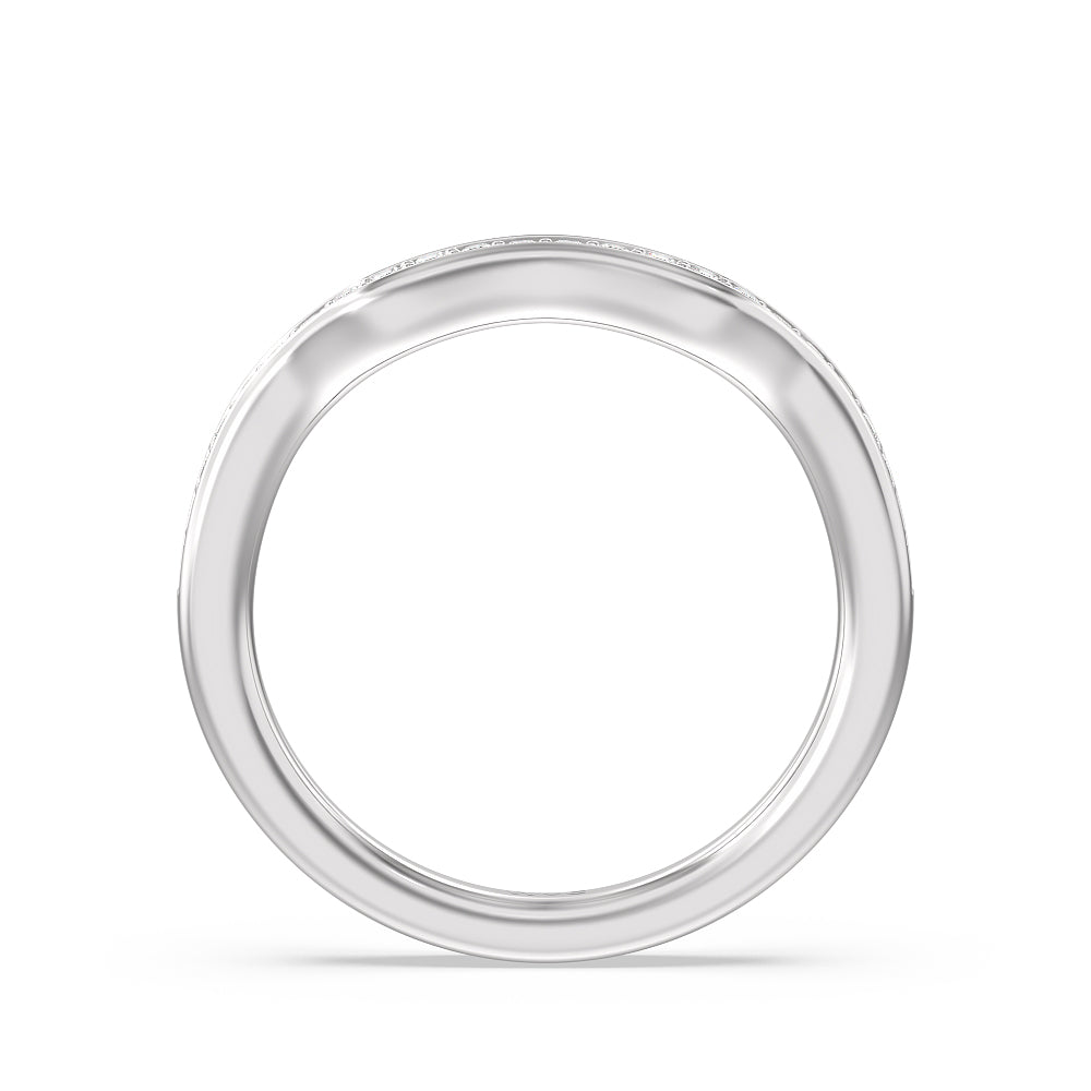 Vine Diamond Shadow Wedding Band with Platinum Cut Diamond in 14KT Platinum view 2
