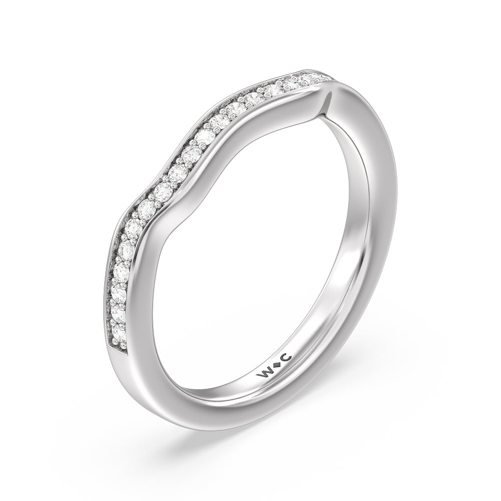Vine Diamond Shadow Wedding Band with Platinum Cut Diamond in 14KT Platinum view 4
