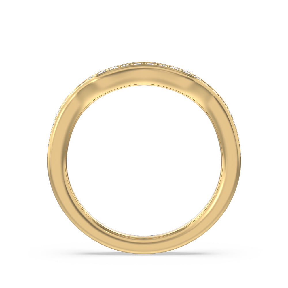 Vine Diamond Shadow Wedding Band with 18KT Yellow Gold Cut Diamond in 14KT Yellow Gold view 2
