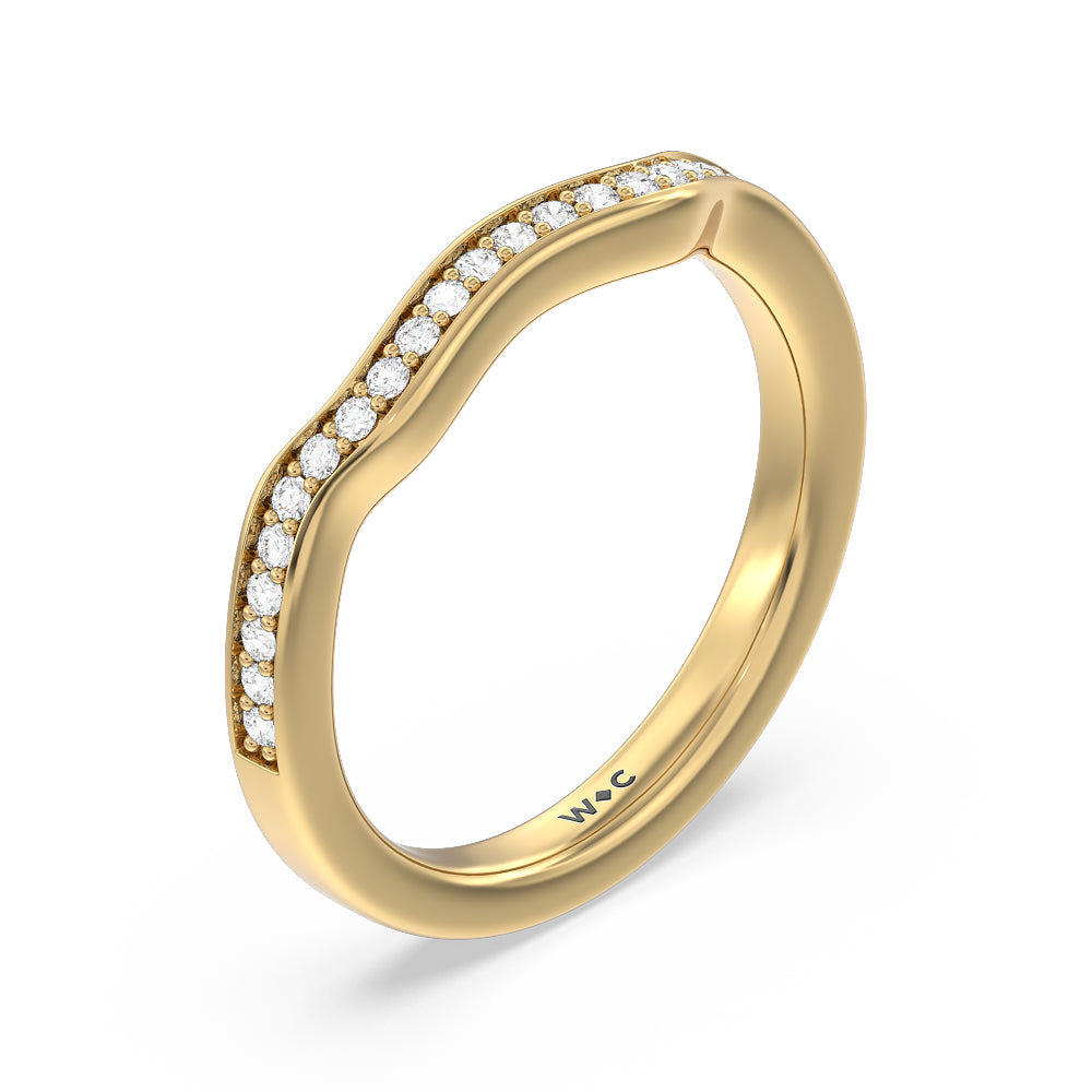 Vine Diamond Shadow Wedding Band with 18KT Yellow Gold Cut Diamond in 14KT Yellow Gold view 4
