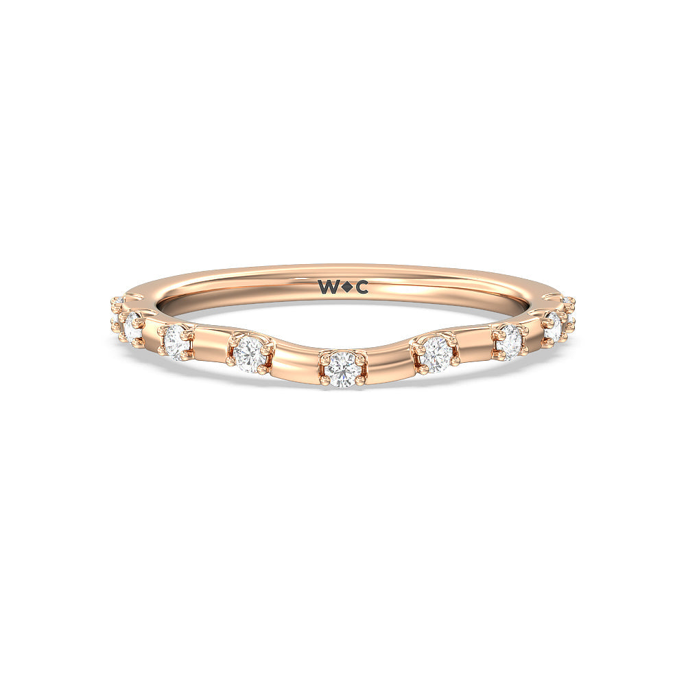 Fancy Pave Halo Diamond Wedding Band with 18KT Rose Gold Cut Diamond in 14KT Rose Gold view 1
