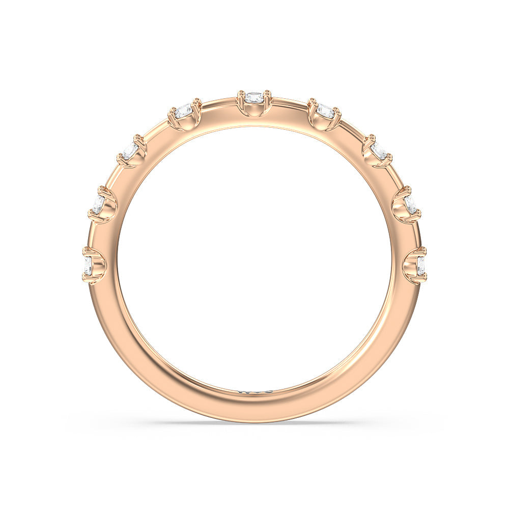Fancy Pave Halo Diamond Wedding Band with 18KT Rose Gold Cut Diamond in 14KT Rose Gold view 2
