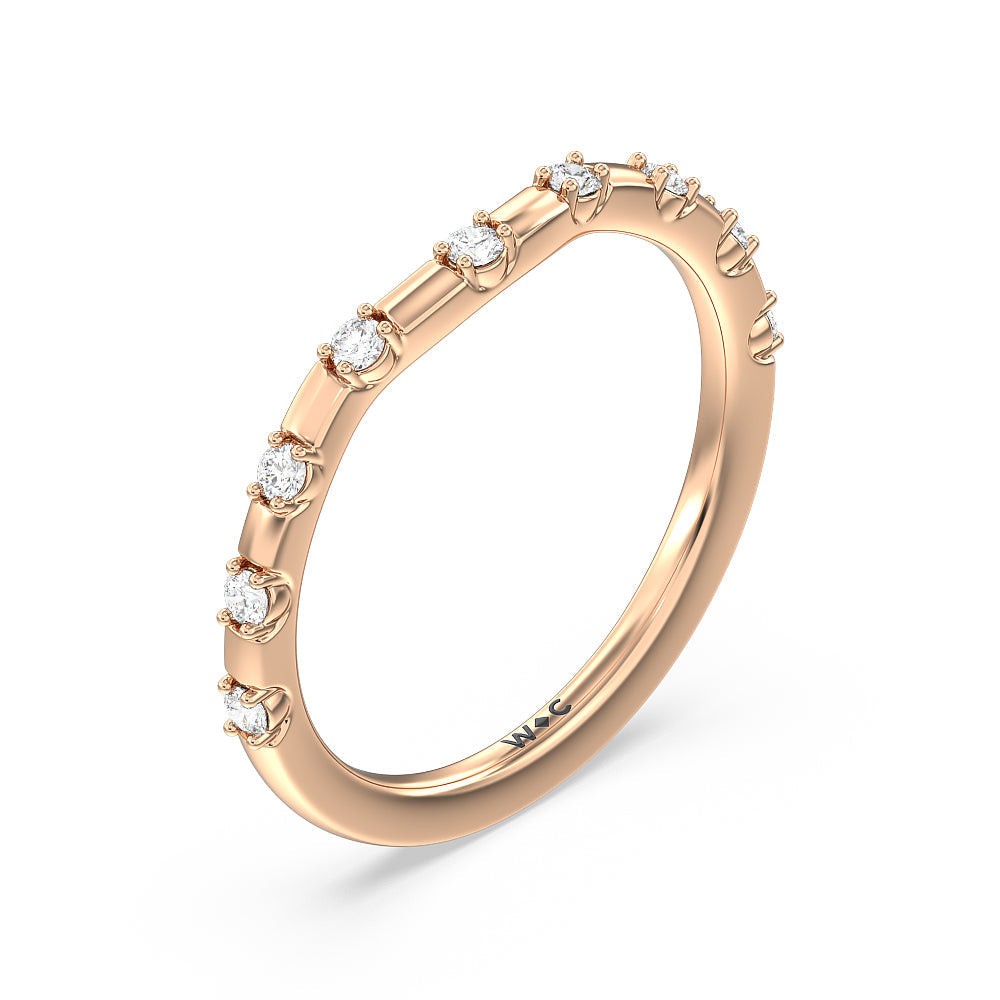 Fancy Pave Halo Diamond Wedding Band with 18KT Rose Gold Cut Diamond in 14KT Rose Gold view 4
