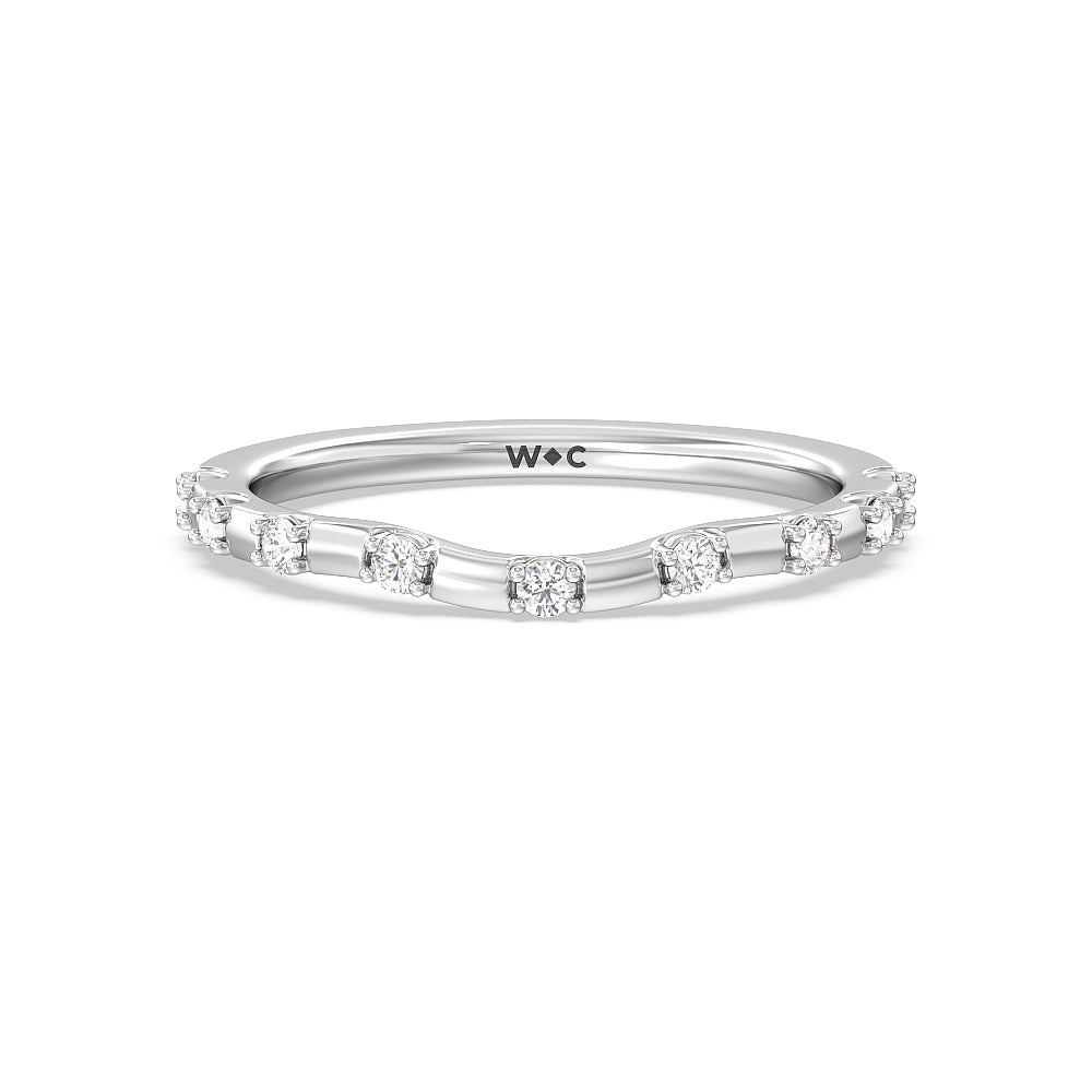 Fancy Pave Halo Diamond Wedding Band with Platinum Cut Diamond in 14KT Platinum view 1
