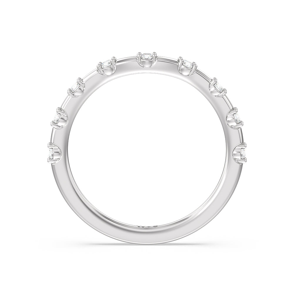 Fancy Pave Halo Diamond Wedding Band with Platinum Cut Diamond in 14KT Platinum view 2
