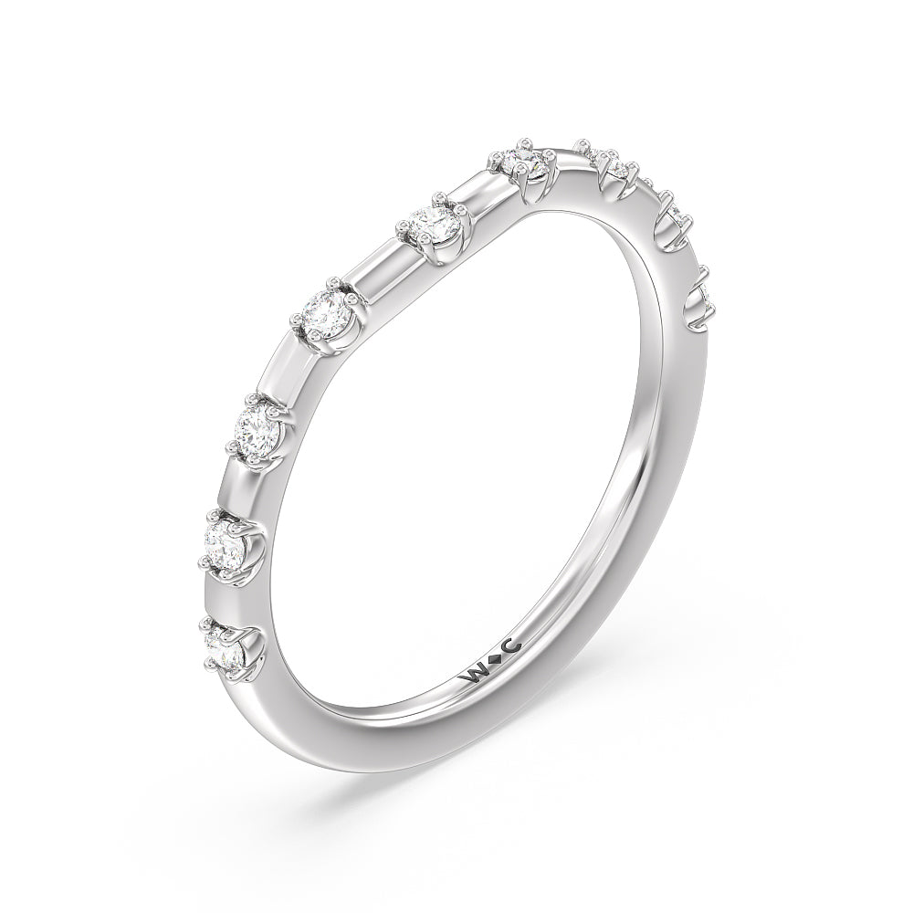 Fancy Pave Halo Diamond Wedding Band with Platinum Cut Diamond in 14KT Platinum view 4
